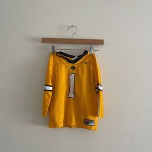 Kids Vintage University of Iowa Nike Long Sleeve Football Jersey "1" Size 4T‎